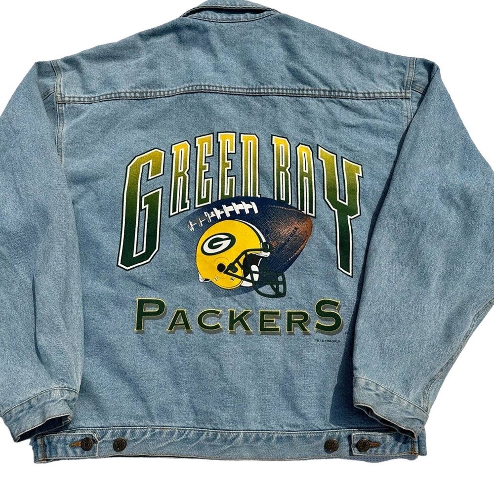 Vintage 90's Green Bay Packers NFL Jean Jacket / Sportswear / Cliff Engle
